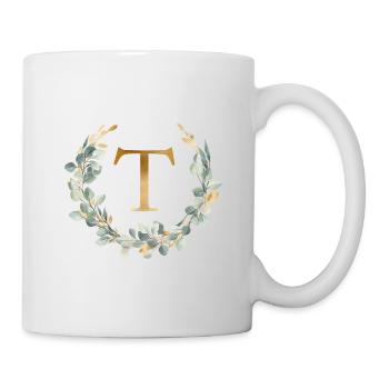 T Monogramme Couronne d’eucalyptus - Mug blanc - blanc - Droite