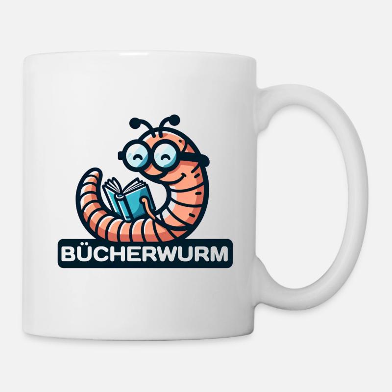 Bücherwurm (Lectorius bibliophagus) liest gerne - Tasse - Weiß