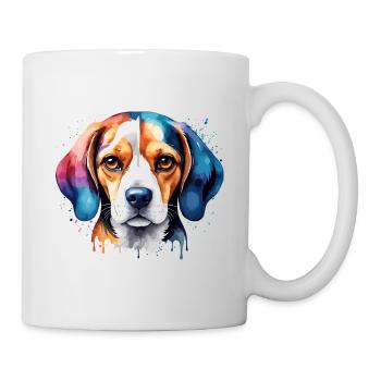 Beagle Hund Rasse Hund in bunten Neoon-Farben - Tasse - Weiß - Rechts