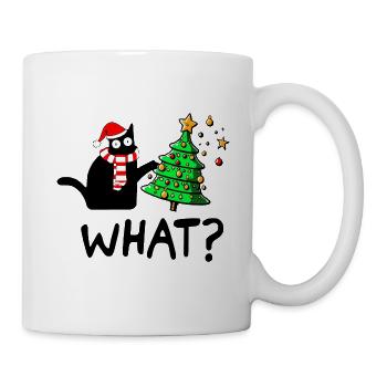 Freche Katze Weihnachtsbaum Katzenmama Geschenk - Tasse - Weiß - Rechts