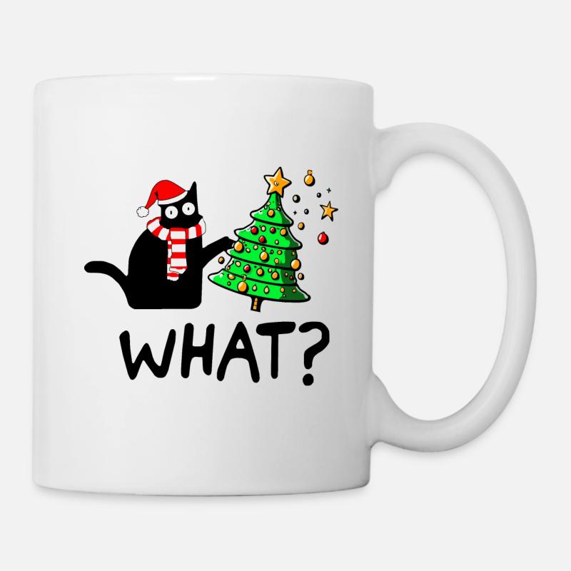 Freche Katze Weihnachtsbaum Katzenmama Geschenk - Tasse - Weiß