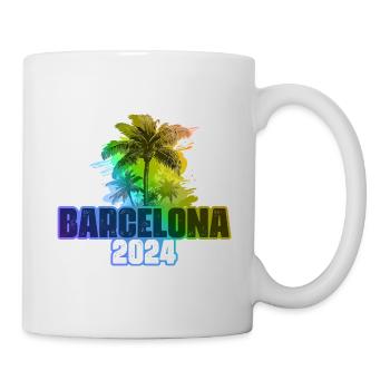 Barcelone 2024 Vacances Palmiers Colorés - Mug blanc - blanc - Droite