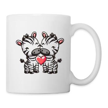 Zebra Paar Verliebt Tier Valentinstag - Tasse - Weiß - Rechts