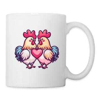 Hahn Comic Paar Liebe - Tasse - Weiß - Rechts