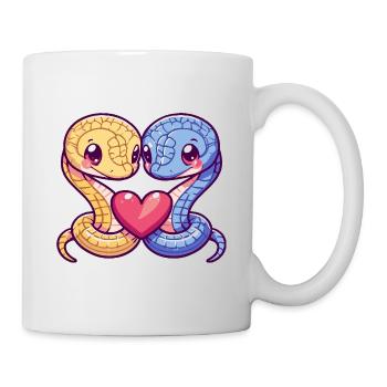 Serpent Cobra Bande Dessinée Couple Amour - Mug blanc - blanc - Droite