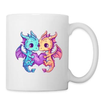 Dragon Couple Amoureux Animal Saint Valentin - Mug blanc - blanc - Droite
