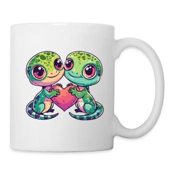 Lézard Couple Amoureux Gecko Lézard Saint Valentin - Mug blanc - blanc - Droite
