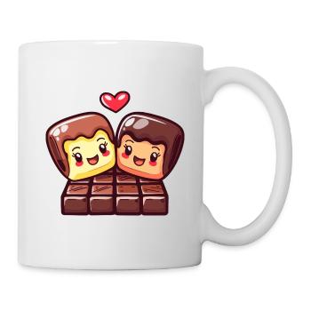Schokolade Paar Liebe Herz Valentinstag - Tasse - Weiß - Rechts