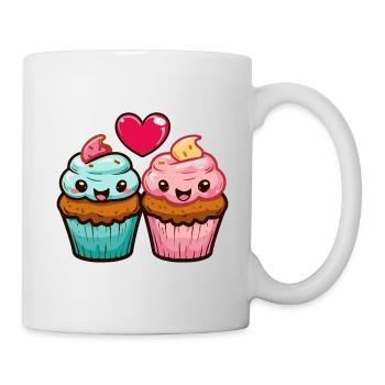 Muffin Paar Liebe Herz Valentinstag - Tasse - Weiß - Rechts