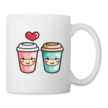 Coffee to go Paar Liebe Herz Kaffee Valentinstag - Tasse - Weiß - Rechts