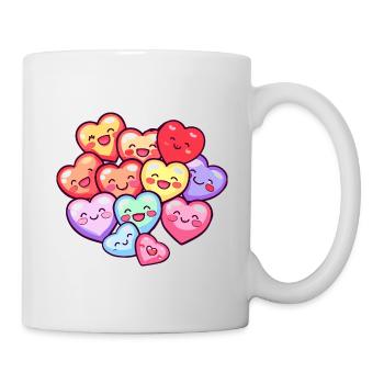 Coeurs Équipe Amour Bande Dessinée Coloré - Mug blanc - blanc - Droite