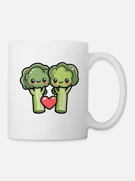 Brocoli Couple Amour Coeur Drôle - Mug blanc - blanc