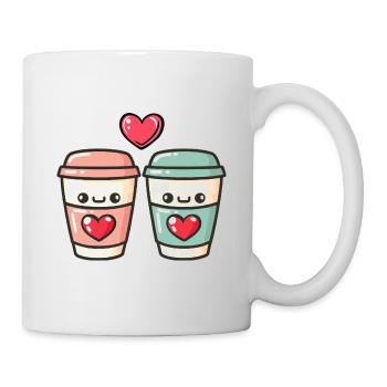 Coffee to go Paar Liebe Herz Kaffee Lustig - Tasse - Weiß - Rechts