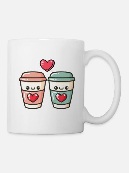Coffee to go Paar Liebe Herz Kaffee Lustig - Tasse - Weiß