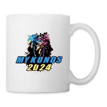 Mykonos 2024 Urlaub Palmen Bunt - Tasse - Weiß - Rechts