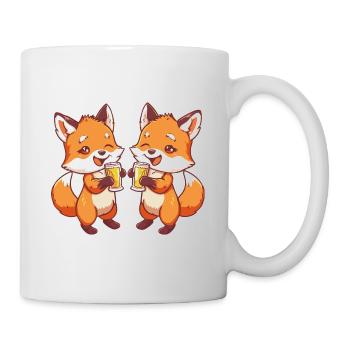 Fuchs Comic Bier Lustig Saufen - Tasse - Weiß - Rechts