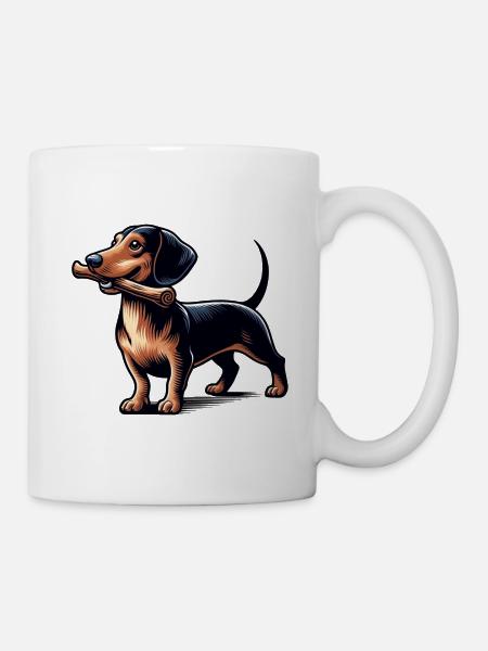 Teckel chien de chasse avec bâton chien chien - Mug blanc - blanc