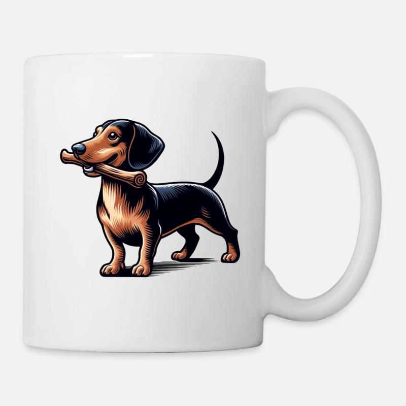 Teckel chien de chasse avec bâton chien chien - Mug blanc - blanc