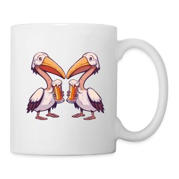 Pelikan Vogel Bier Party Trinken - Tasse - Weiß - Rechts