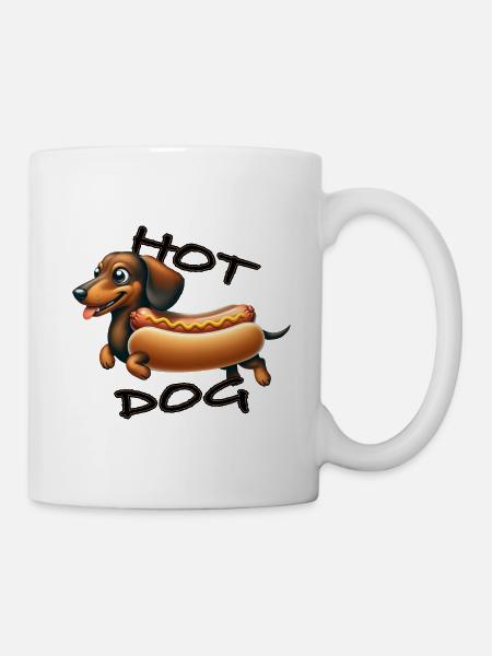Dackel Hot Dog Hunde Haustier - Tasse - Weiß