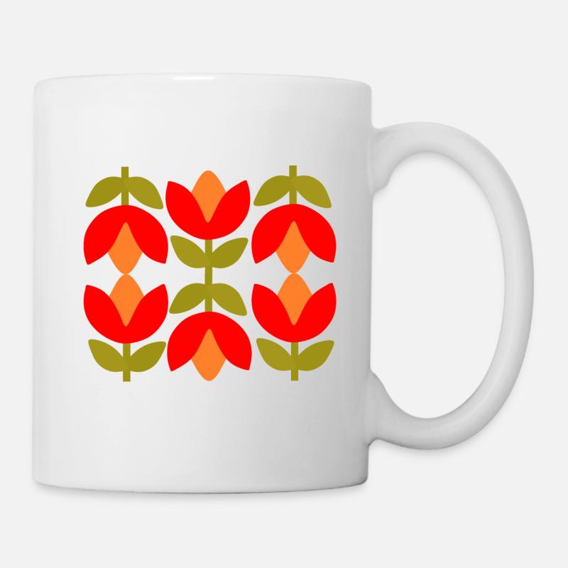 Années 70 Fleur Motif Rétro Hippie Fleurs Puissance - Mug blanc - blanc
