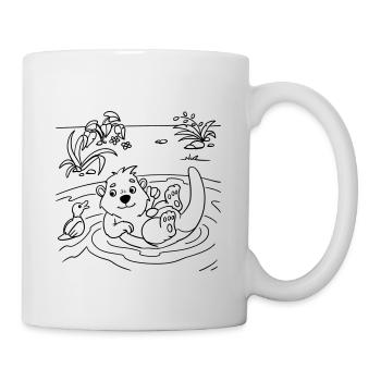 Otter-Malspaß für Kinderbekleidung und Taschen - Tasse - Weiß - Rechts