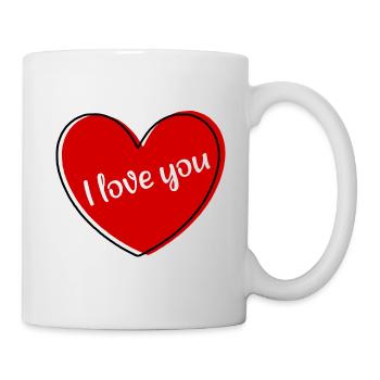 rotes Herz rot Herz Geschenk Valentinstag  - Tasse - Weiß - Rechts