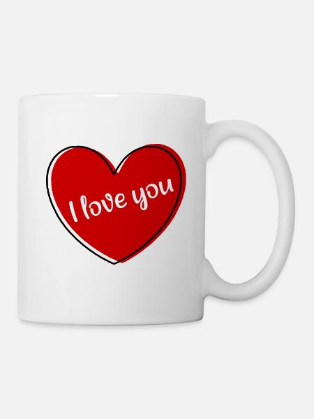 rotes Herz rot Herz Geschenk Valentinstag  - Tasse - Weiß