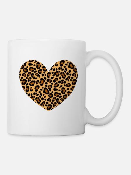 Herz Muster Leopard Geschenk - Tasse - Weiß