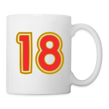18. 18 JAHRE ALT. 18-JÄHRIGES JUBILÄUM. 18. GEBURTSTAG. - Tasse - Weiß - Rechts