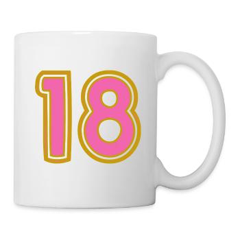 18. 18 JAHRE ALT. 18-JÄHRIGES JUBILÄUM. 18. GEBURTSTAG. - Tasse - Weiß - Rechts