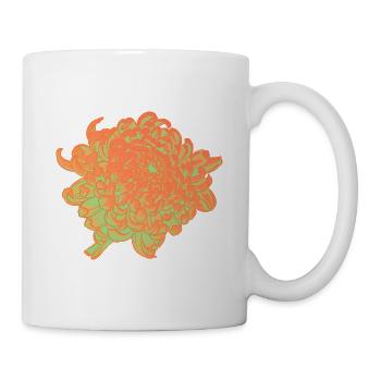Chrysanthemen-Neonblüten - Tasse - Weiß - Rechts