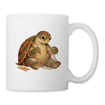 Schildkröte flickt ein Fischernetz - Tasse - Weiß - Rechts