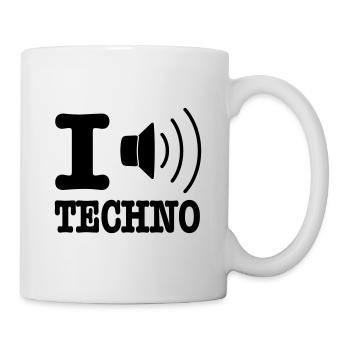I love techno / I speaker techno - Tasse - Weiß - Rechts