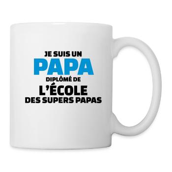 papa diplômé de l'école des supers papas - Mug blanc - blanc - Droite