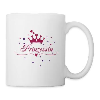 Princesse avec couronne et petits coeurs, rose, cadeau - Mug blanc - blanc - Droite