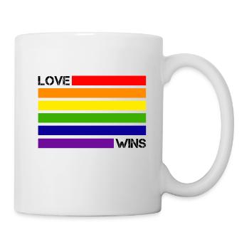Love wins Rainbow Flag LGBT Gay Pride - Mug - white - Right