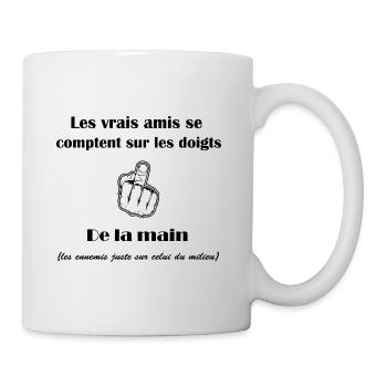 les vrais amis cadeau humour citations drôles - Mug blanc - blanc - Droite