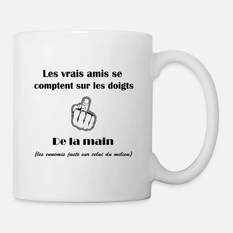 les vrais amis cadeau humour citations drôles - Mug blanc - blanc