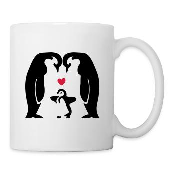 Geschenkidee Pinguinfamilie - Pinguine mit Baby - Tasse - Weiß - Rechts