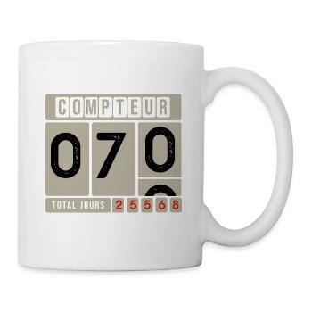 anniversaire 70 AU COMPTEUR cadeau humour 70 ans - Mug blanc - blanc - Droite