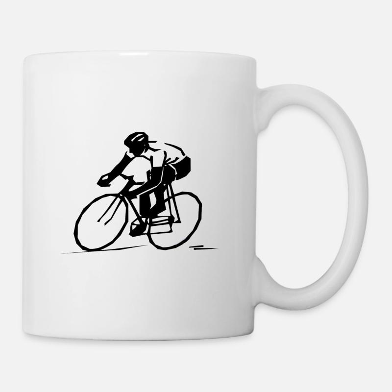 Radfahrer auf stilisiertem Rennrad Geschenkidee - Tasse - Weiß