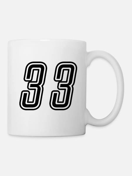 33 Zahl nummer - Tasse - Weiß