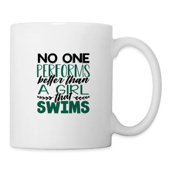 Mädchen-Schwimmergeschenk Niemand leistet bessere Leistungen als - Tasse - Weiß - Rechts