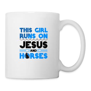 Horse Lover Girl Runs on Jesus and Horses - Mug - white - Right