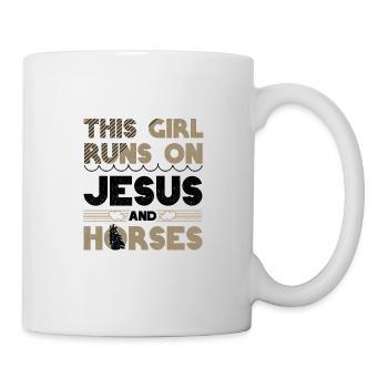 Horse Lover Girl Runs on Jesus and Horses - Mug - white - Right
