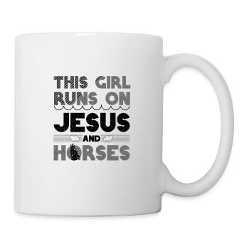 Horsewoman Gifts Girl Runs on Jesus and Horses - Mug - white - Right