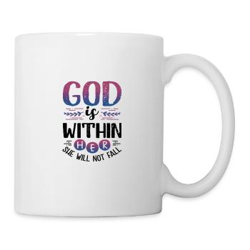 Christian Woman God is Within Her She Will Not - Mug - white - Right