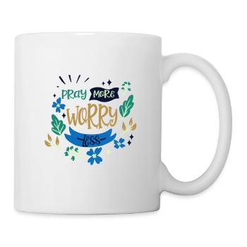 Christianity Pray More Worry Less Christian Gifts - Mug - white - Right