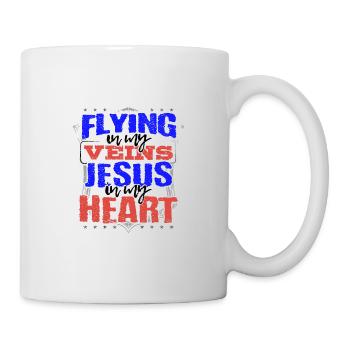 Flying Pilot Gift Flying is in My Veins Jesus is - Mug - white - Right
